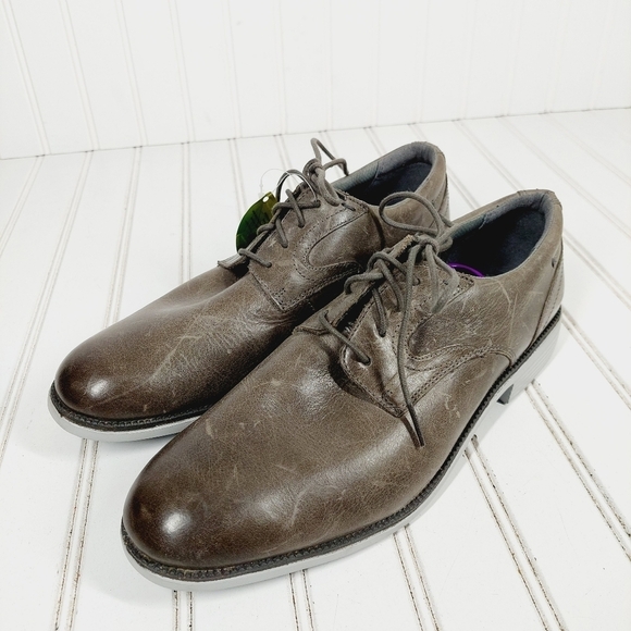 NEW Rockport Total Motion Dress Sport Plain Toe Men\'s Gray Oxfords Shoes A497